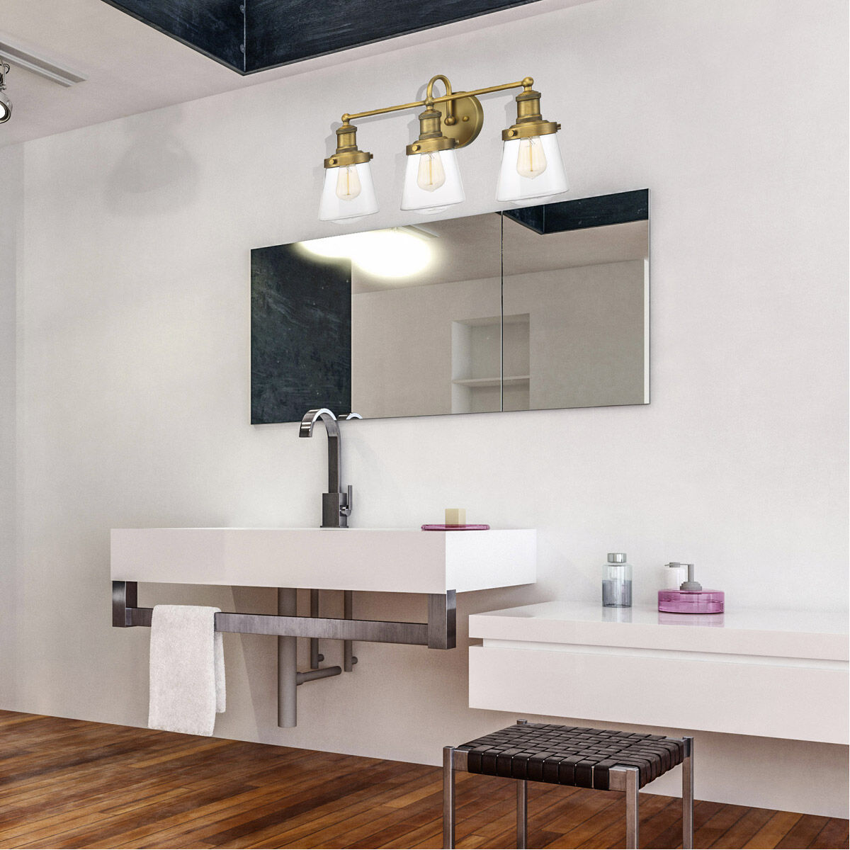 Taylor 3 Light 23 inch Old Satin Brass Bath Bar Wall Light